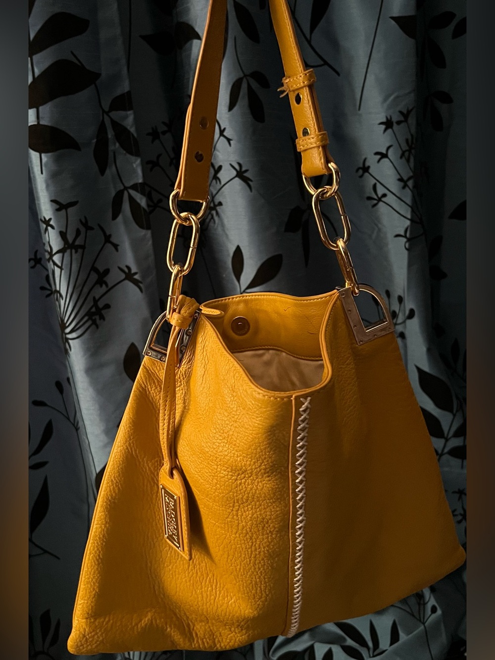 Badgley Mischka Yellow Leather Hobo Bag